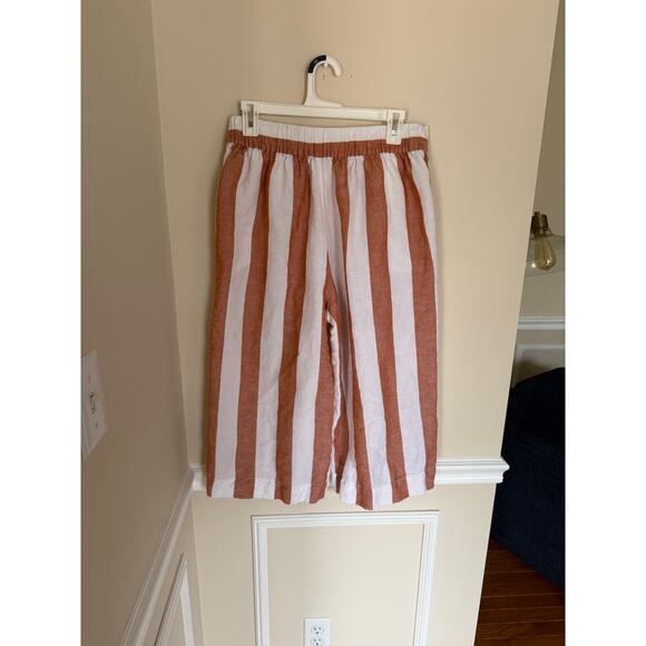 Linen Blend Madewell Huston Pull On Crop Pants Bold Stripe Beach Summer Preppy - Picture 9 of 16